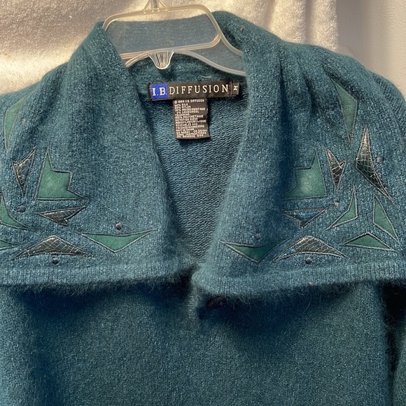 I B Diffusion Vintage Moss Green Sweater. Silk,Rabbit,Nylon,Lambswool Size M - Picture 3 of 5